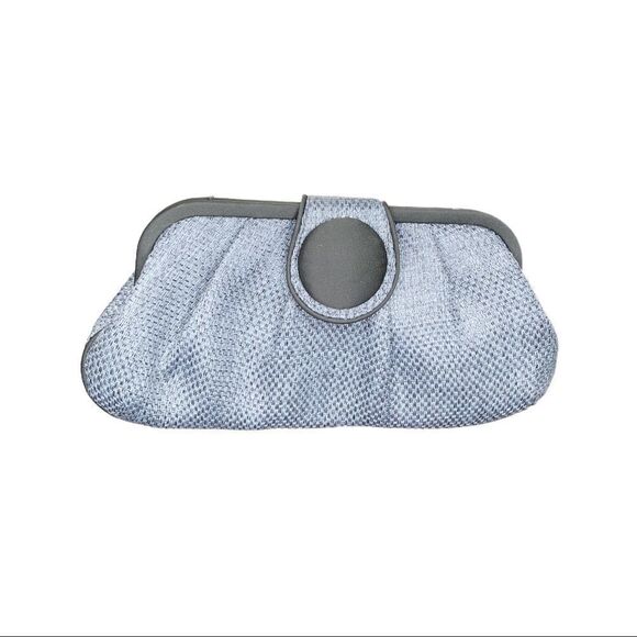 Taleen Framed Gray Metallic Clutch Dot Accent - Picture 2 of 10